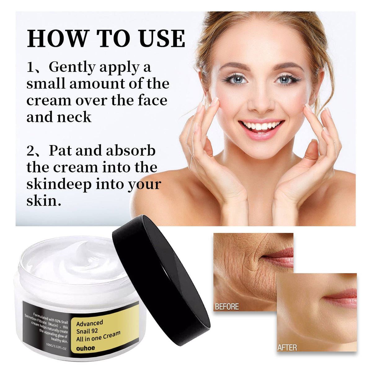 Snail Mucin Cream 92% - Firming Facial Moisturizer