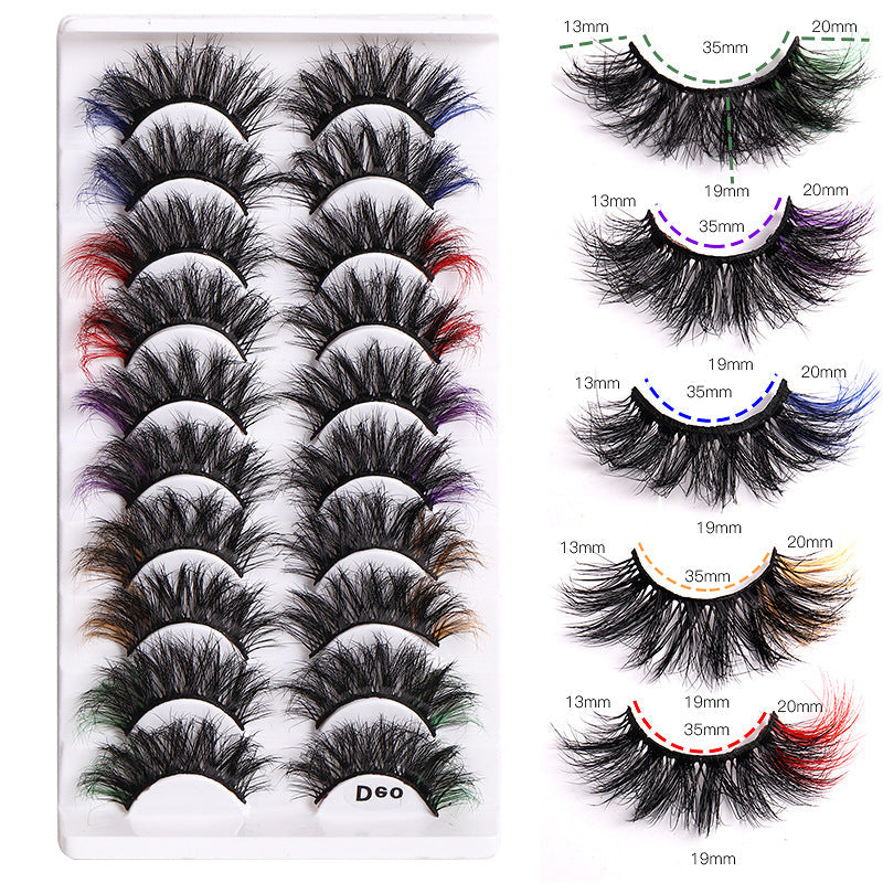 Colored False Eyelashes, 10-Pair Fluffy 8D Volume