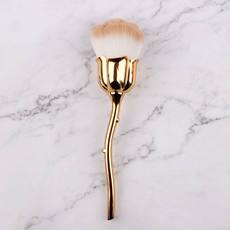 Rose Nail Dust Brush Set — Soft, Fluffy Flower-Shaped Bristles