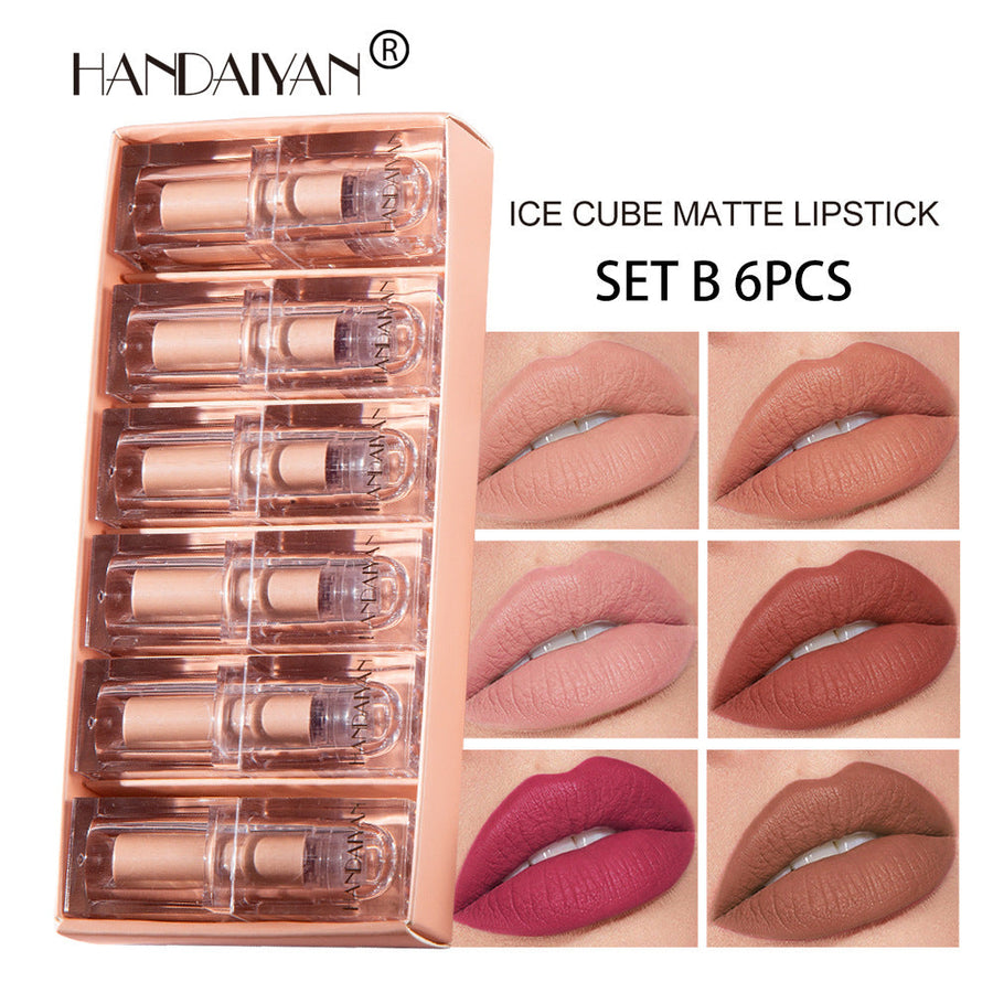 Crystal Tube Matte Lipstick Set, 6 Versatile Shades