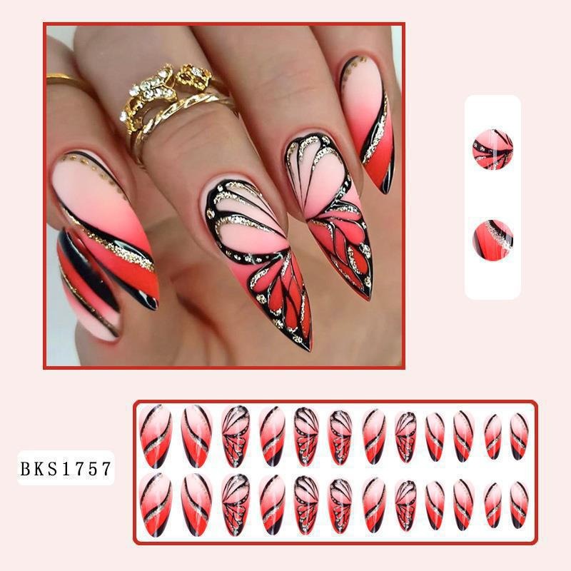 Almond Press-On Nails – Hand-Painted Salon Art in Seconds