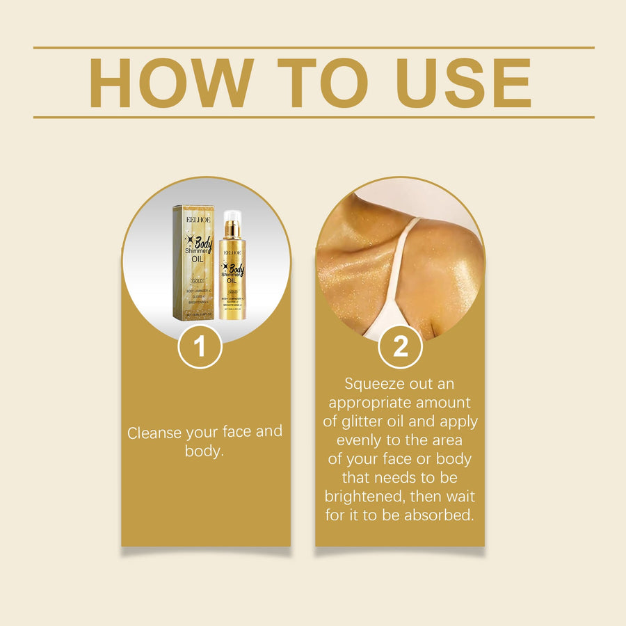 Body Glitter Oil for Instant Radiant Glamour Glow