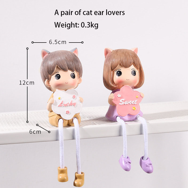 Kawaii Cartoon Hanging Dolls — Cute Shelf Sitters for Desk