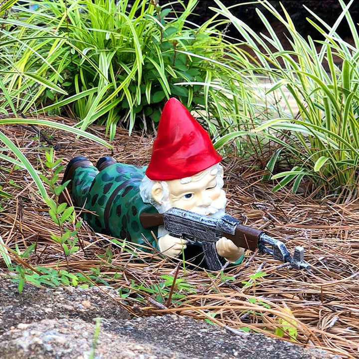 Army Gnome Garden Statue Set – Playful Outdoor Decor