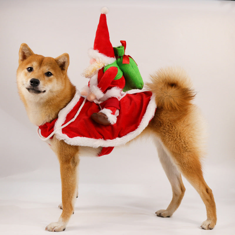 Christmas Dog Costume Santa Rider Holiday Pet Outfit