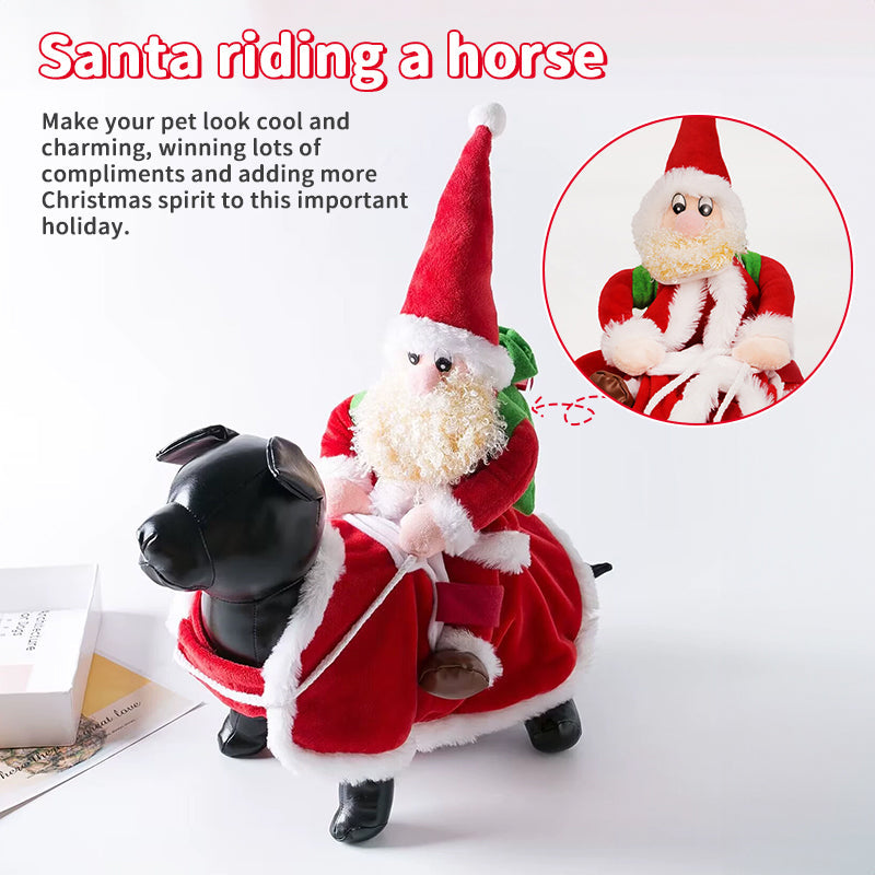 Christmas Dog Costume Santa Rider Holiday Pet Outfit