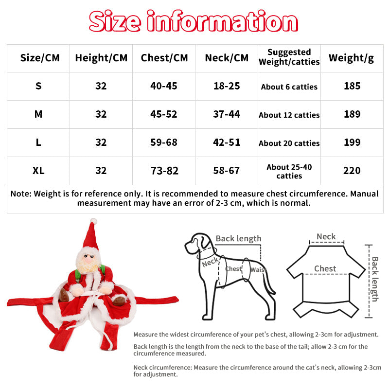 Christmas Dog Costume Santa Rider Holiday Pet Outfit