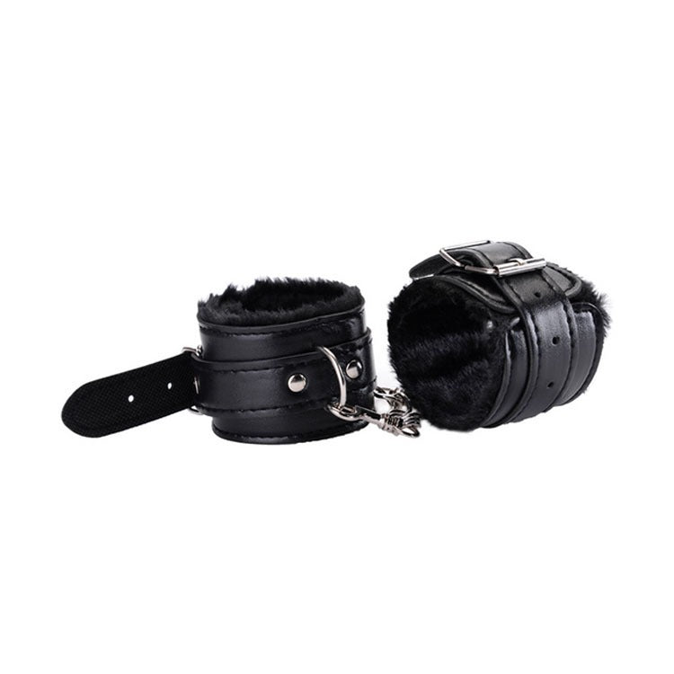 Plush-Lined Faux Leather Handcuffs for Playful Roleplay