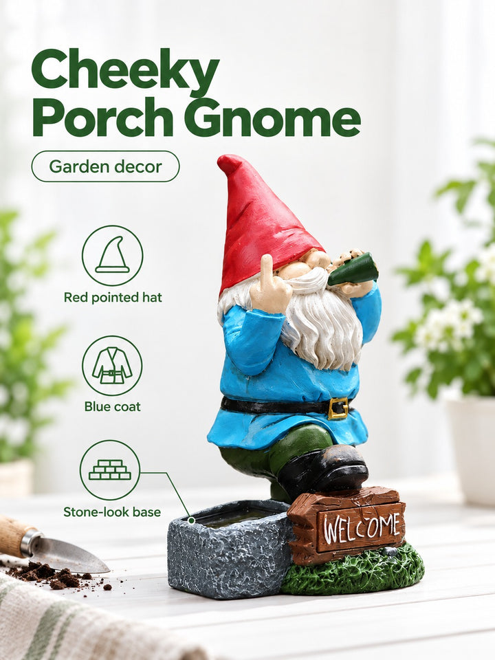 Funny Middle Finger Garden Gnome Statue for Outdoor Decor