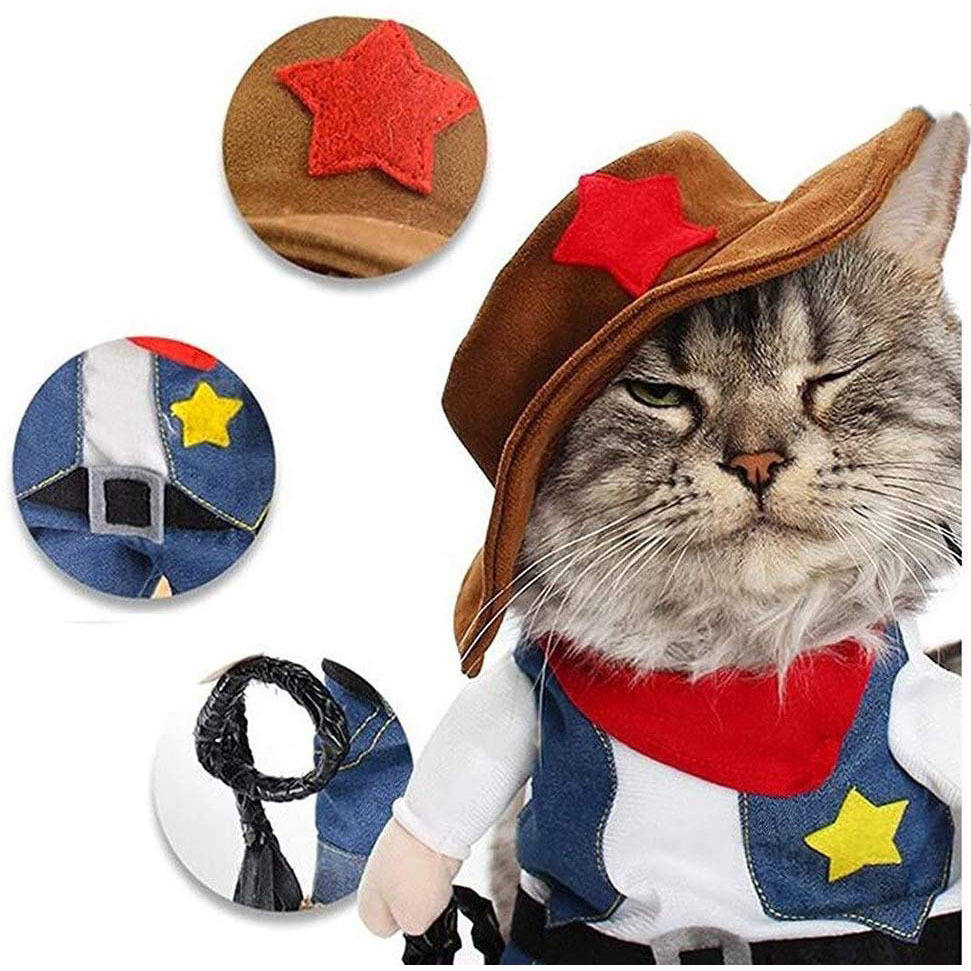 Pet Cowboy Costume Set for Funny Western Party Photos
