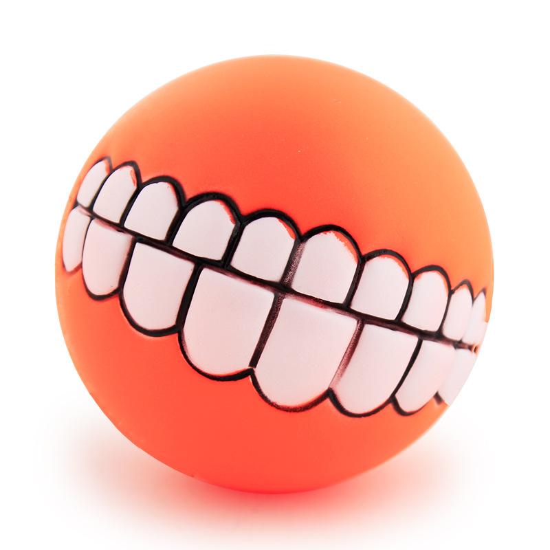 Squeaky Teeth Ball Dog Toy for Puppy Fetch and Chew