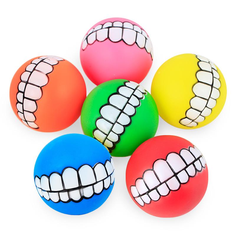 Squeaky Teeth Ball Dog Toy for Puppy Fetch and Chew