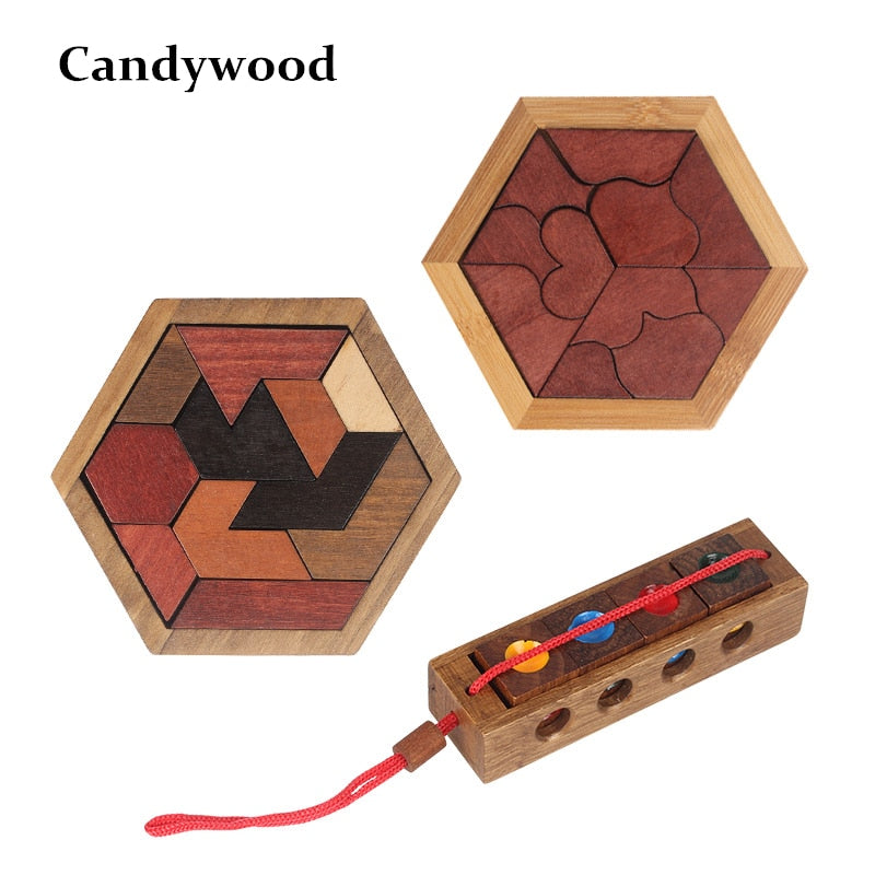 Geometric Wooden Puzzle Board for Screen-Free Play