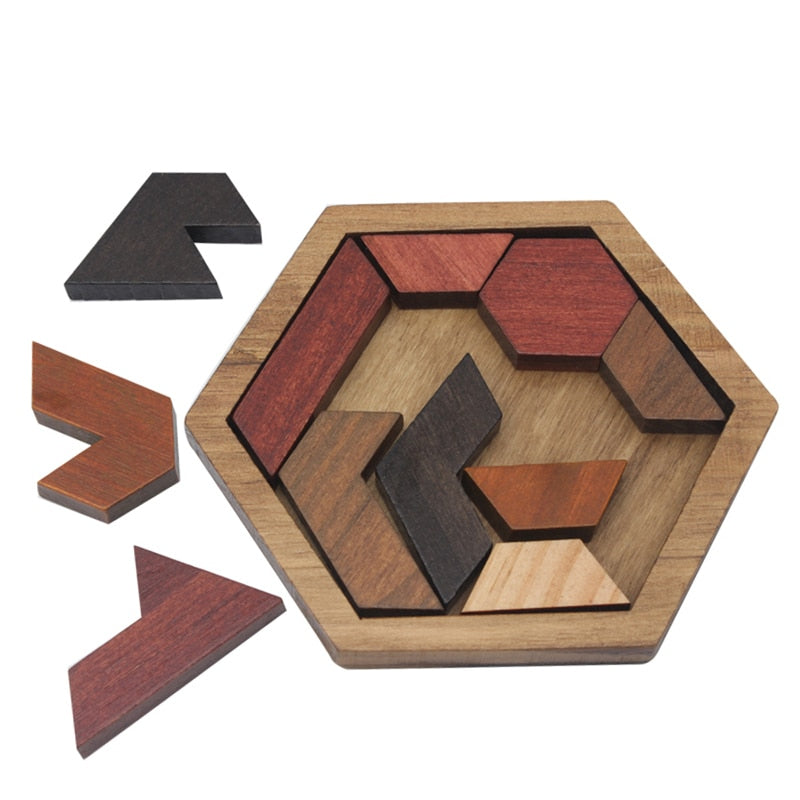 Geometric Wooden Puzzle Board for Screen-Free Play