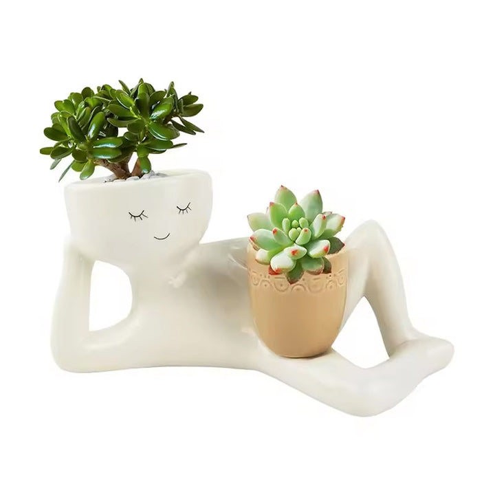Funny Resin Succulent Planter: Playful Dual-Pot Decor