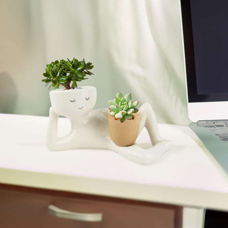 Funny Resin Succulent Planter: Playful Dual-Pot Decor