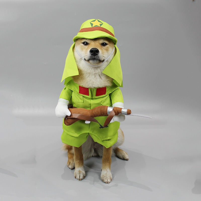 Pet Halloween Costume: Funny Green Adventurer Outfit