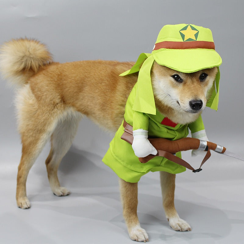 Pet Halloween Costume: Funny Green Adventurer Outfit