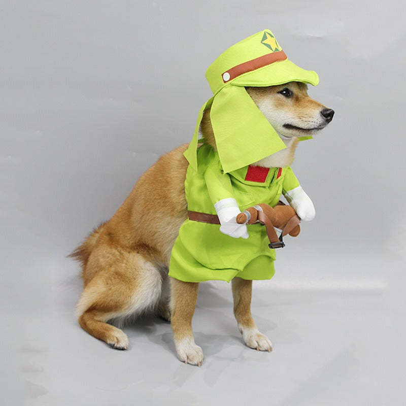 Pet Halloween Costume: Funny Green Adventurer Outfit
