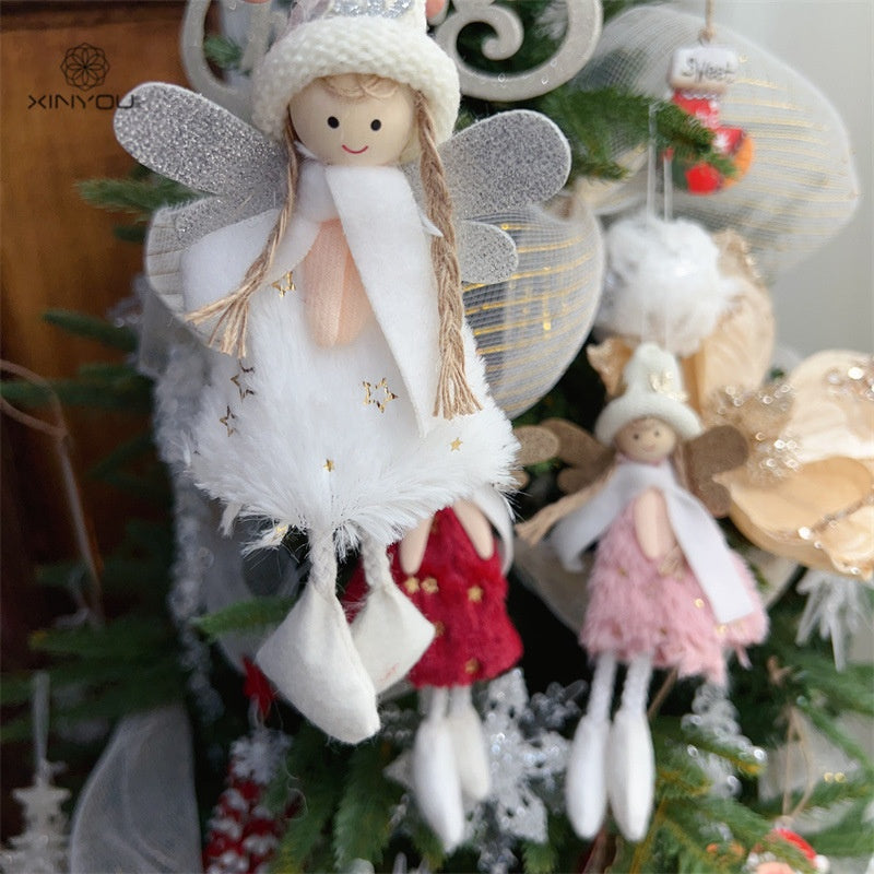 Fuzzy Angel Ornament - Cute Plush Christmas Tree Doll