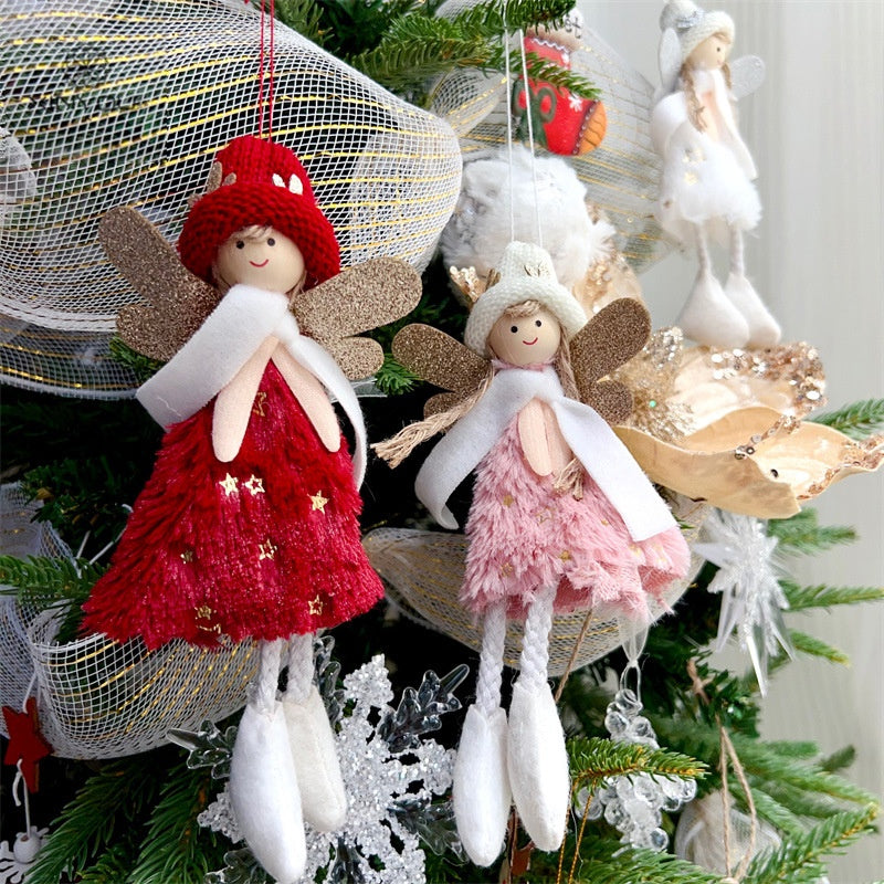 Fuzzy Angel Ornament - Cute Plush Christmas Tree Doll
