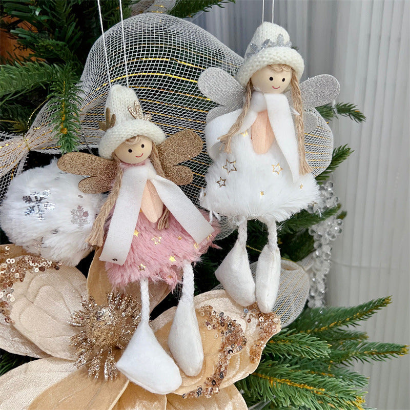 Fuzzy Angel Ornament - Cute Plush Christmas Tree Doll