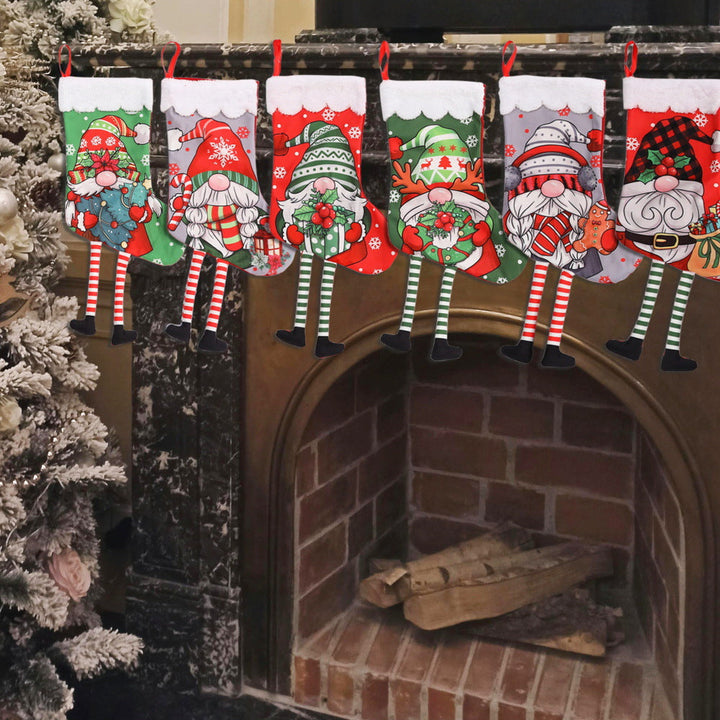 Fuzzy Christmas Stockings for Playful Mantel Decor