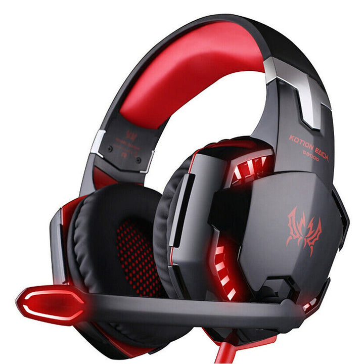 Wired LED Gaming Headset: Heavy Bass, Retractable Mic