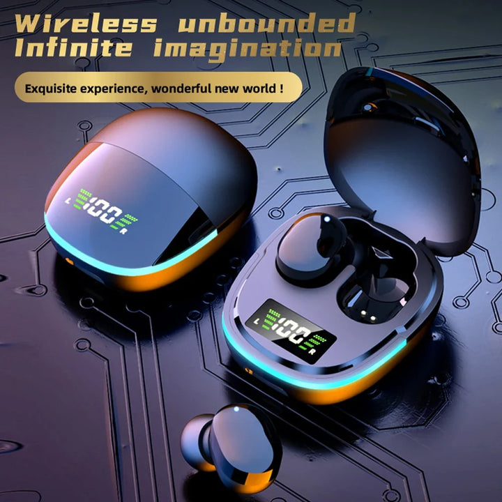 Wireless Earbuds with LED Battery Display for Sports