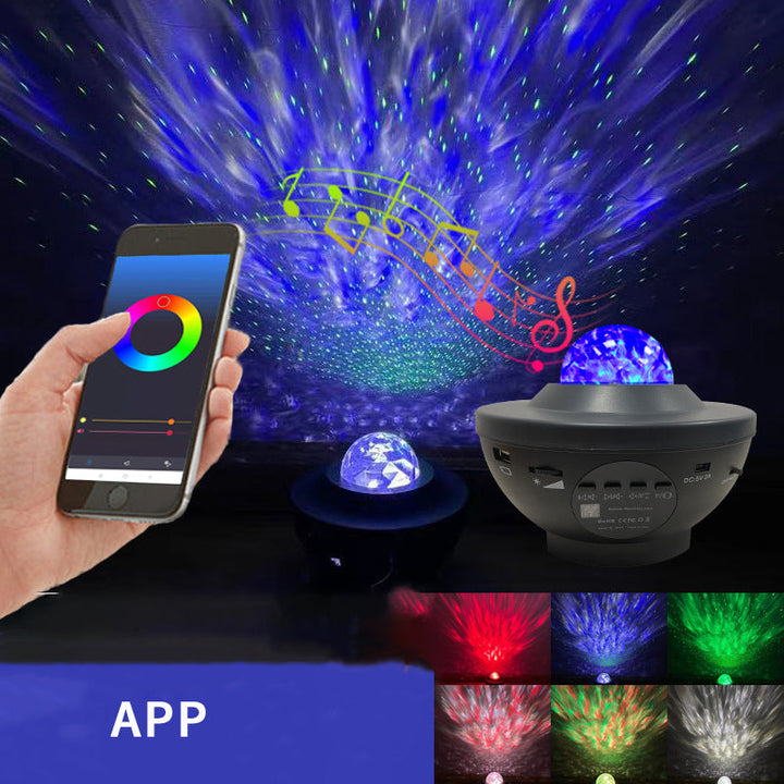 Ocean Wave Star Projector Night Light with Music App