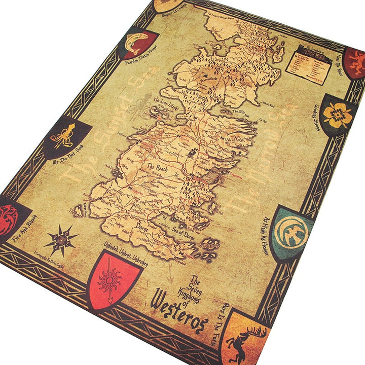 Westeros Map Poster - Vintage Fantasy Wall Art Decor