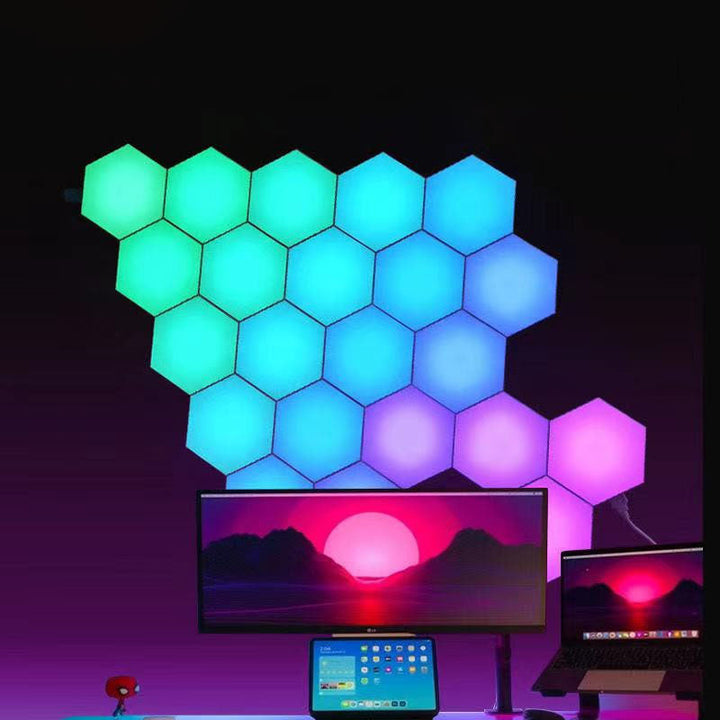 RGB Hexagon Wall Light for Gaming Rooms, App & Voice