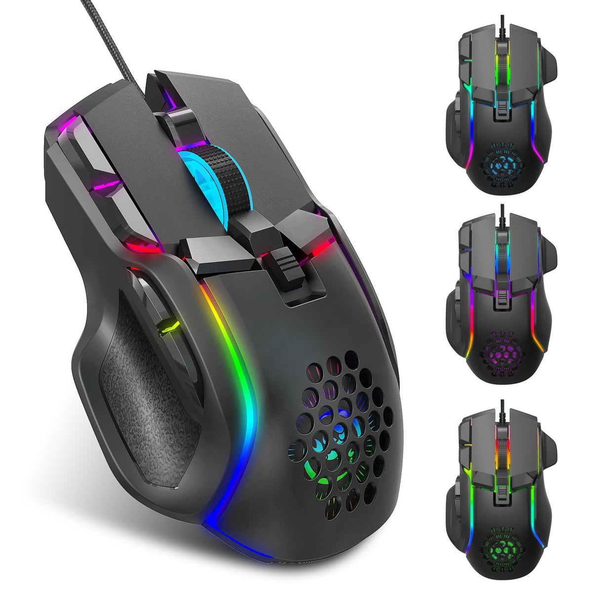 Programmable Gaming Mouse with 13 RGB Modes and 12800 DPI