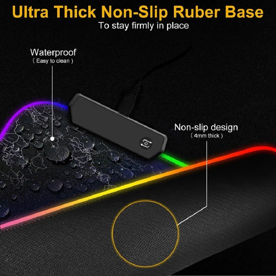 Large RGB Gaming Mouse Pad: Smooth World Map Desk Mat