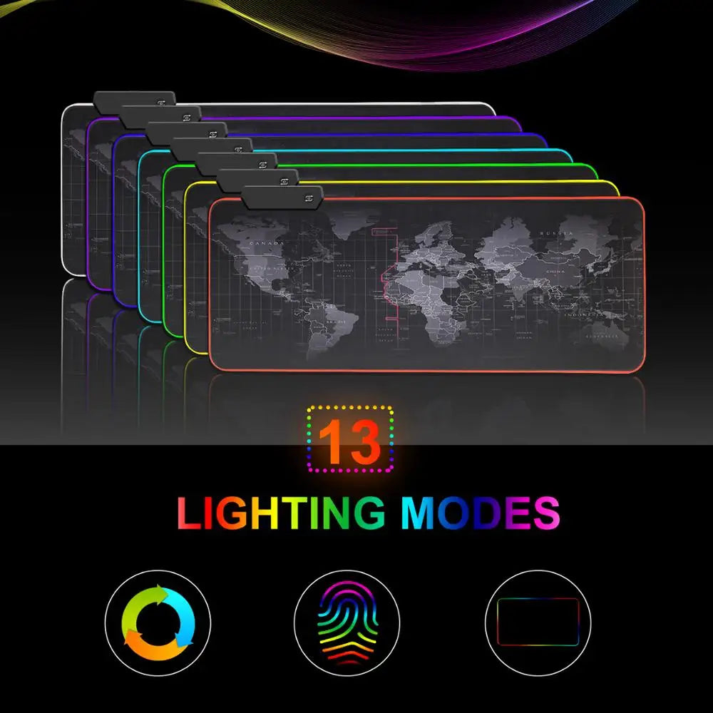 Large RGB Gaming Mouse Pad: Smooth World Map Desk Mat