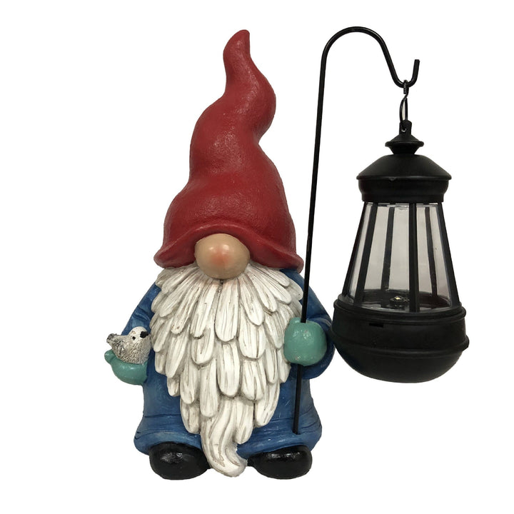 Gnome Garden Statue with Solar Lantern for Outdoors
