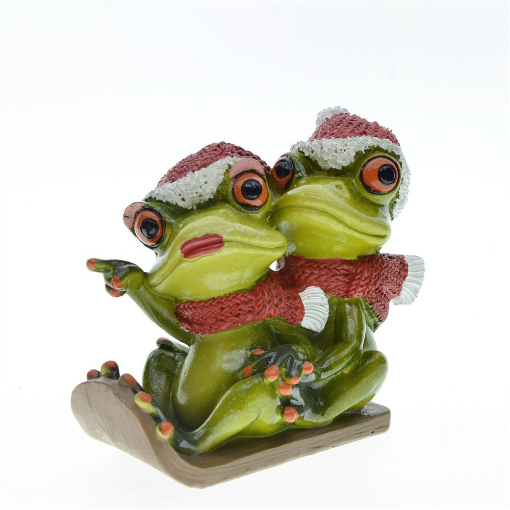Frog Couple Garden Ornament for Festive Seasonal Charm