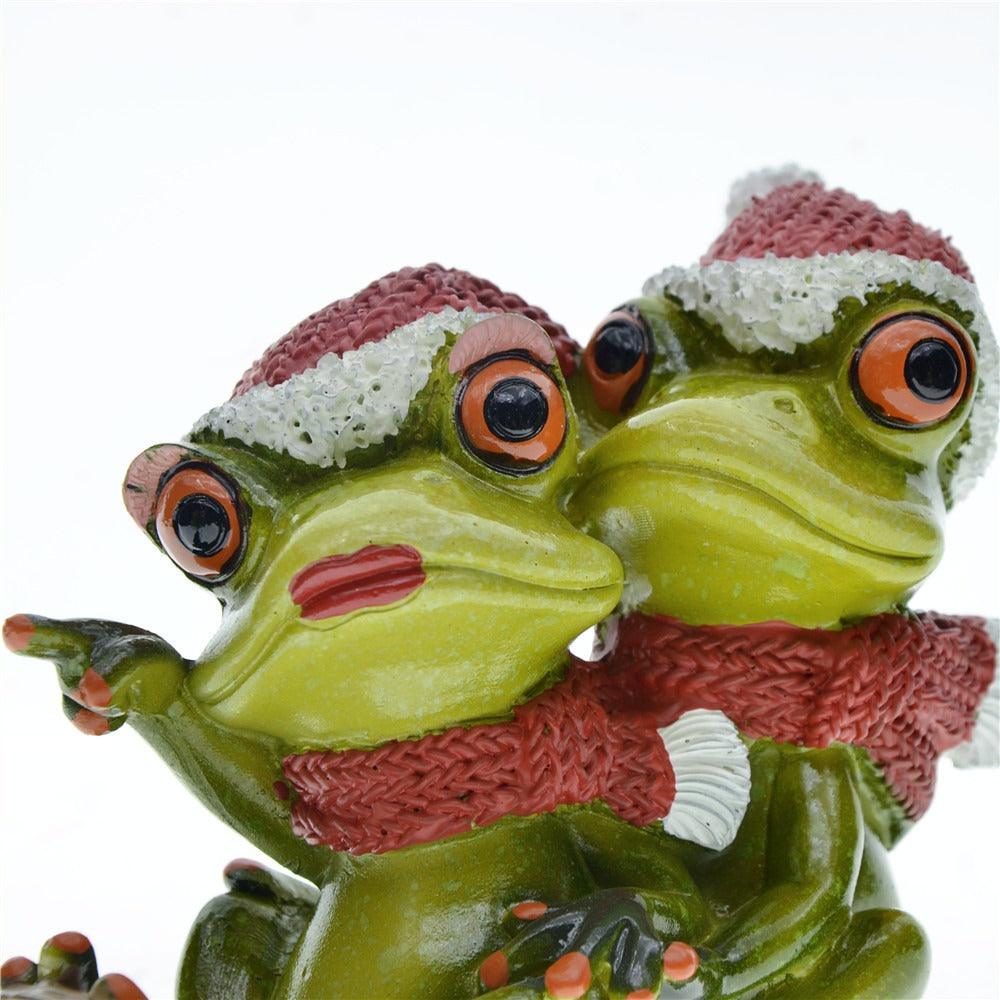 Frog Couple Garden Ornament for Festive Seasonal Charm
