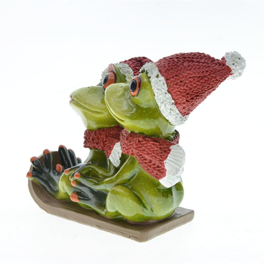 Frog Couple Garden Ornament for Festive Seasonal Charm