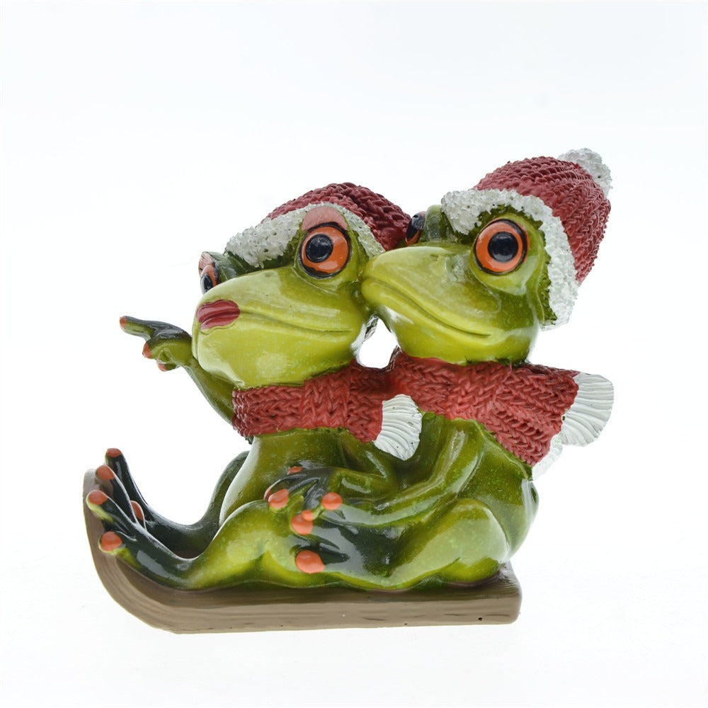 Frog Couple Garden Ornament for Festive Seasonal Charm