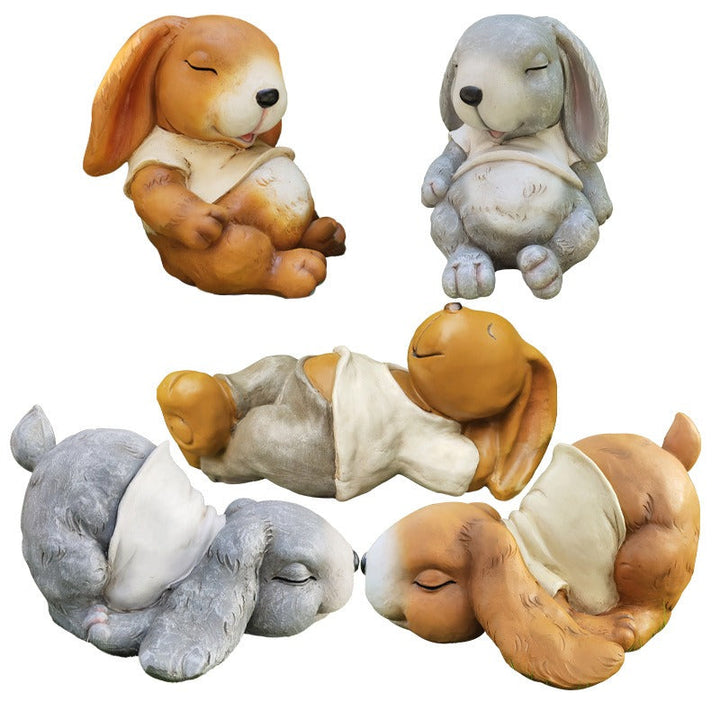 Sleeping Rabbit Garden Decor for Cozy Outdoor Charm