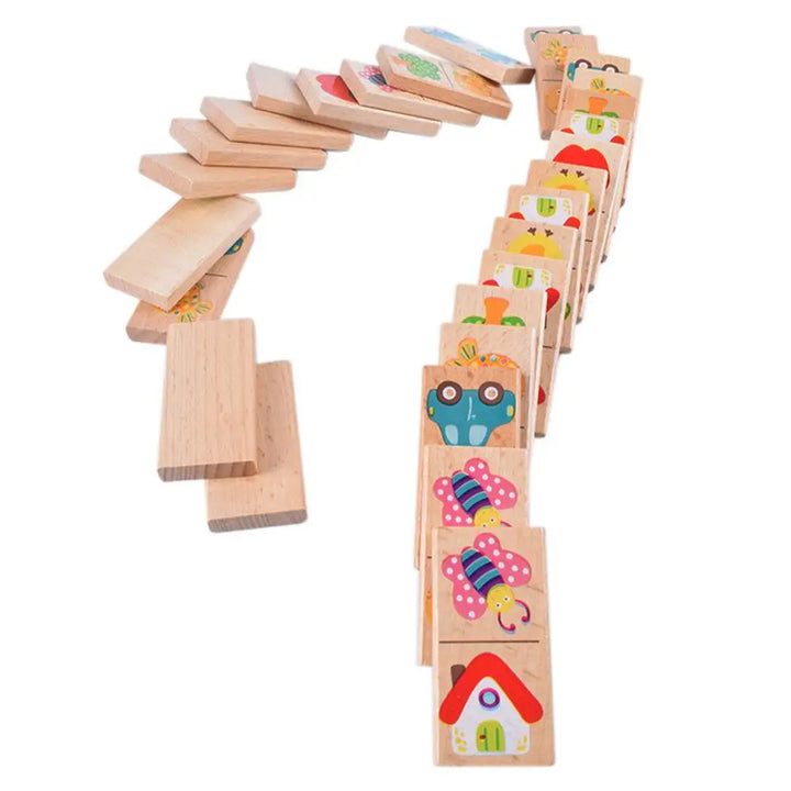 Wooden Domino Puzzle for Screen-Free Learning Play