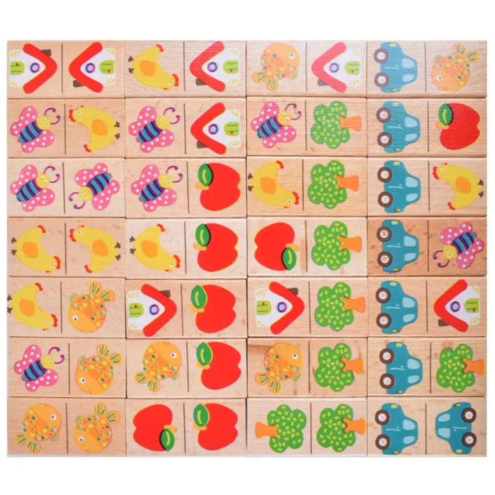 Wooden Domino Puzzle for Screen-Free Learning Play