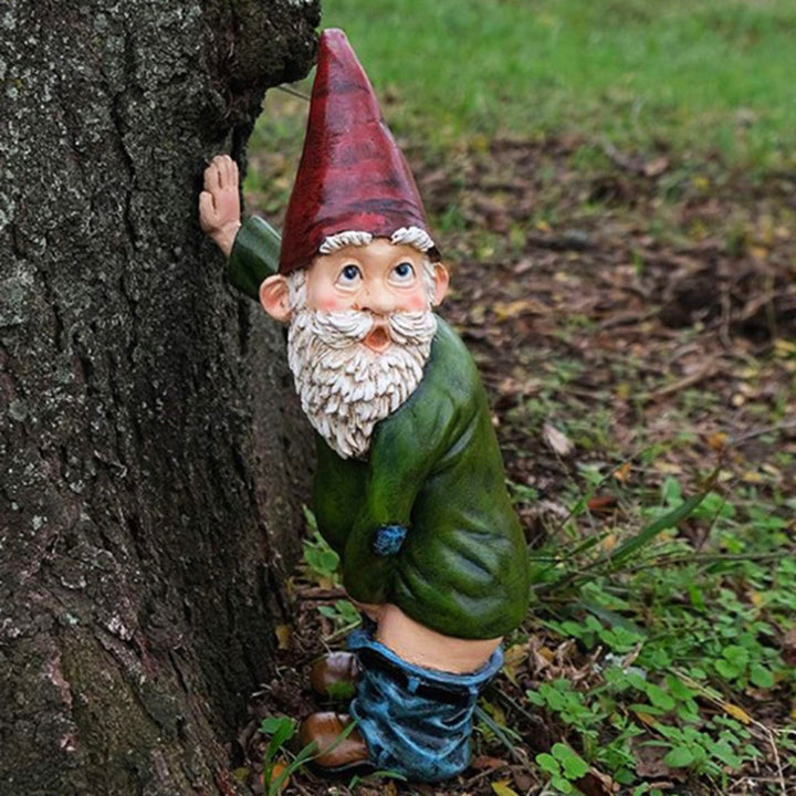 Peeing Garden Gnome Resin Ornament for Whimsical Yards