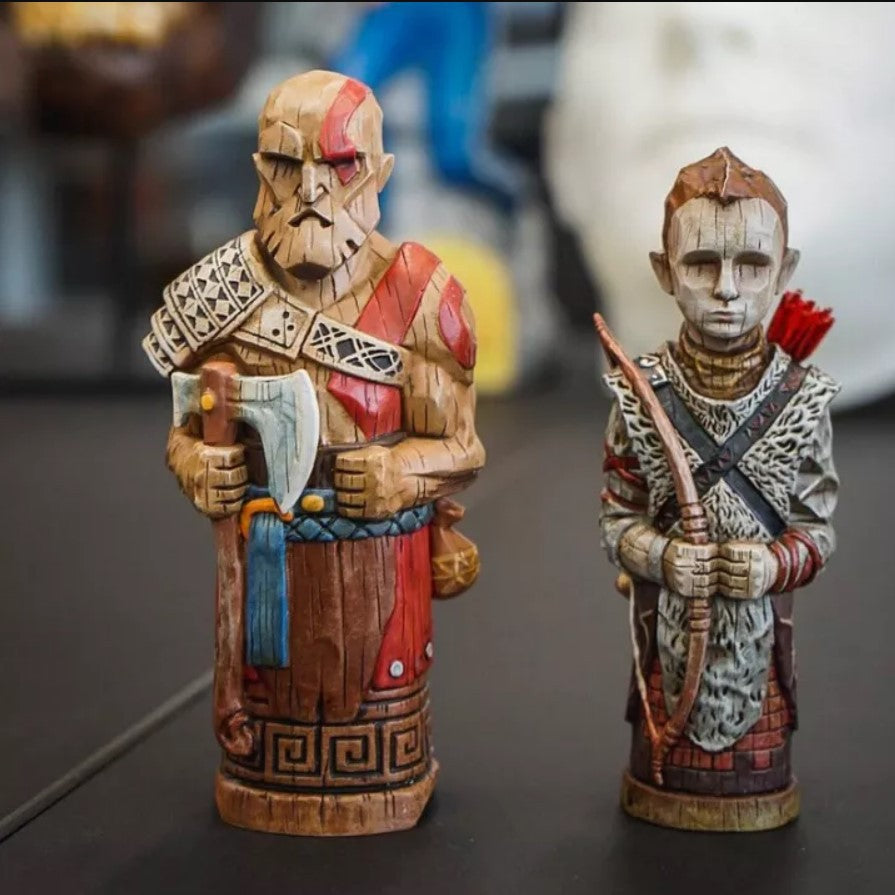 God of War Statue Pair for Dramatic Mythic Display