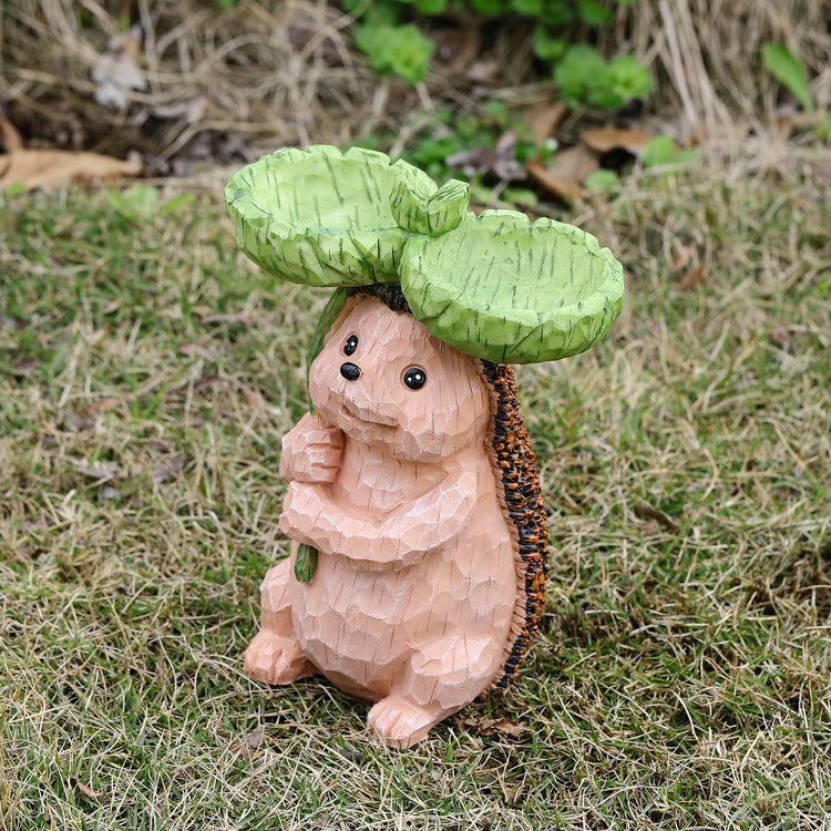 Garden Hedgehog Bird Feeder Whimsical Outdoor Decor