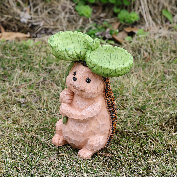 Garden Hedgehog Bird Feeder Whimsical Outdoor Decor