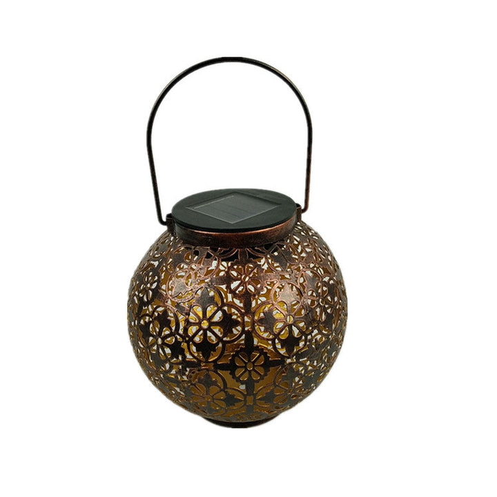 Solar Wrought Iron Garden Lantern With Floral Shadows