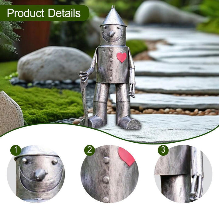 Tin Man Garden Statue for Whimsical Outdoor Decor Accent