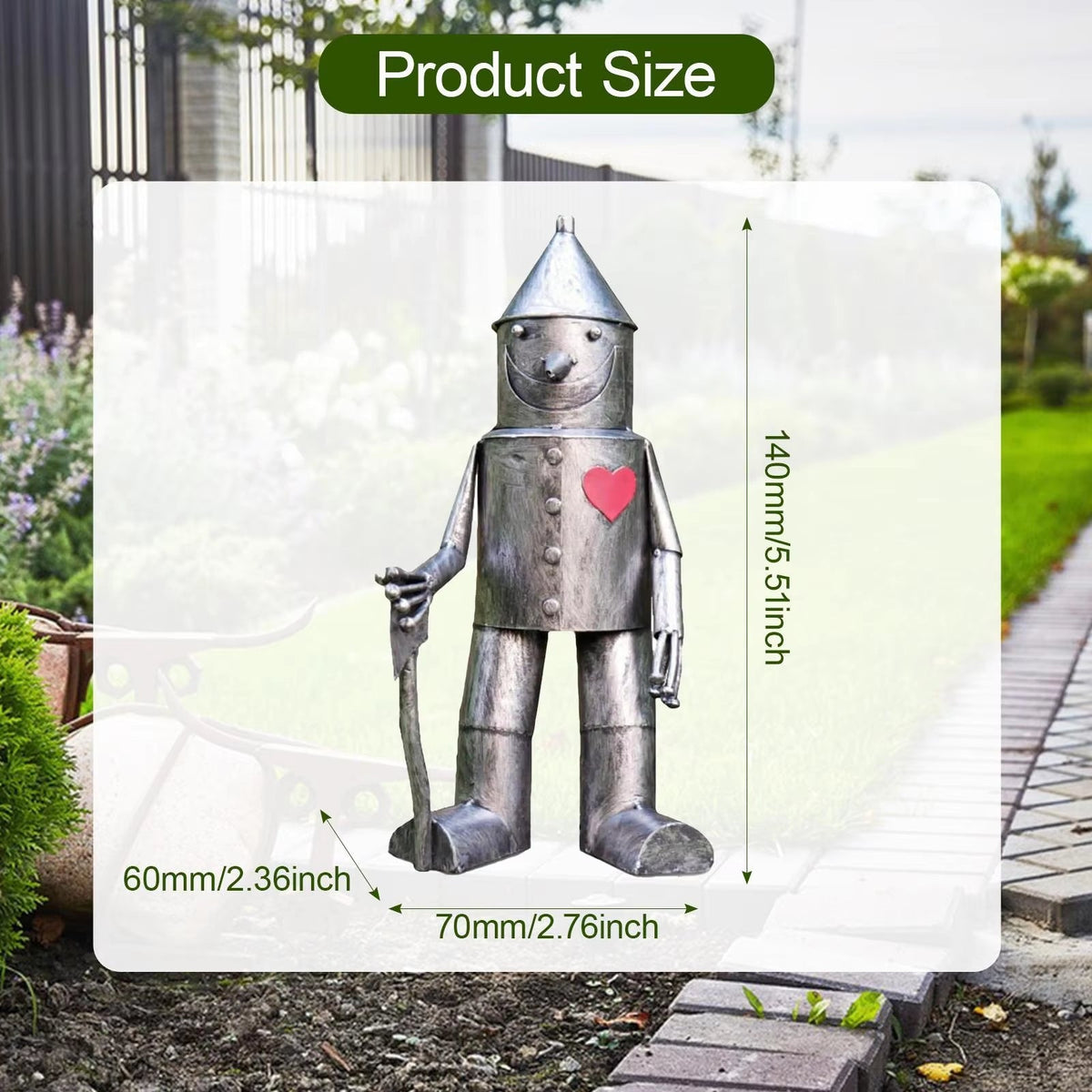 Tin Man Garden Statue for Whimsical Outdoor Decor Accent